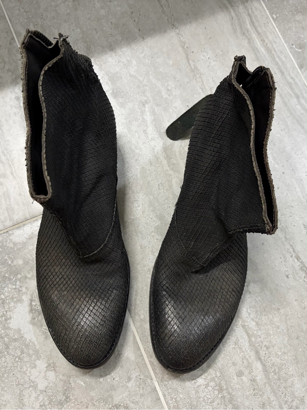SHOTO Italy Aviator Bootie Textured Black Wash Size 9(39)